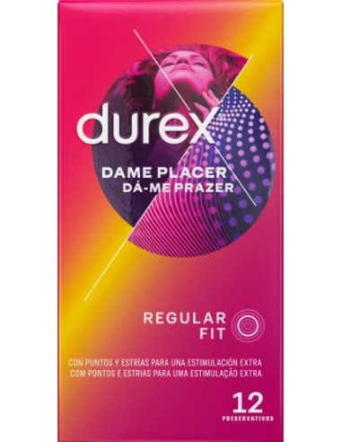 Durex Preservativos Dame Placer con Puntos y Estrías - 12 ud.